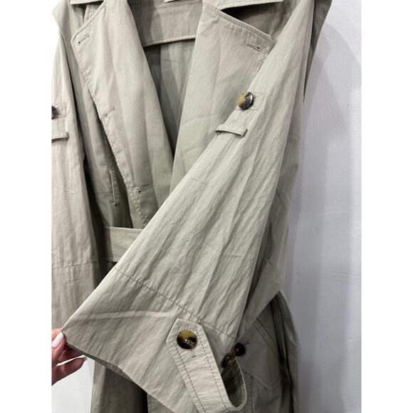 Zimmermann Cotton-Blend Super Eight Crinkled Gabardine Trench Coat Khaki Size 0 - Picture 5 of 8
